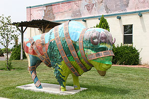 odd Buffalo  outside a film museum