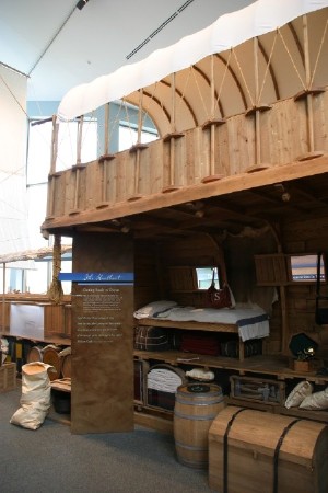 Cutaway view of  sailing vessel
