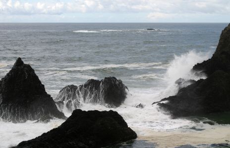 Waves Crashing on Seal Rocks, near Waldport, OR