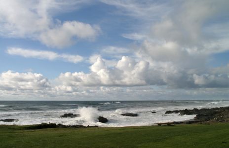 Rocky Oregon Coast with Beautiful Cumulus Clouds