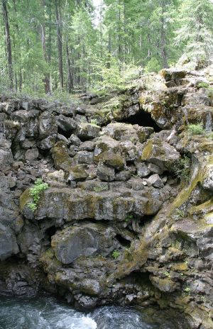Natural Rock Wall in Rogue River Gorge