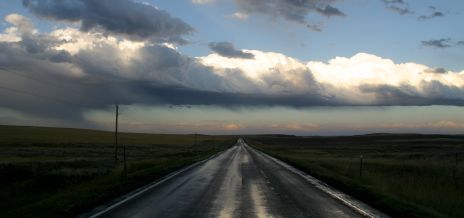 Lonely Wet Road at Dusk
