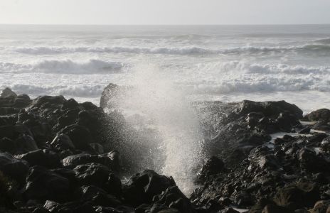 Wave Coming Up Through Blow Hole