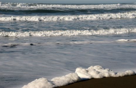 Waves and Sea Foam  on the Beach