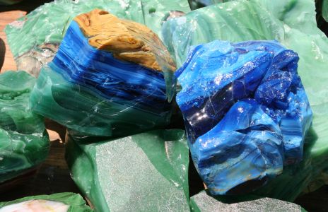 Blue and Green Chunks of Glass