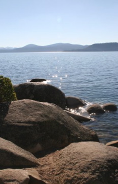 Lake Tahoe's Sparkling Water and Rocky Shore