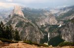 Halfdome, Vernal Falls and Nevada Falls from Glacier Point in Yosemite